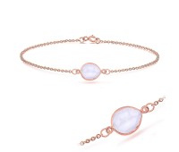 Rose Gold Plated Rose Quartz Silver Bracelet BRS-232-RO-GP
